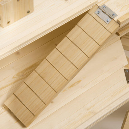 Large Wooden 3-Tier Hamster Cage with Slide and Activity Center - Natural