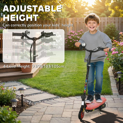 Foldable Electric Scooter with LED Headlight for Ages 7-14 Years - Red