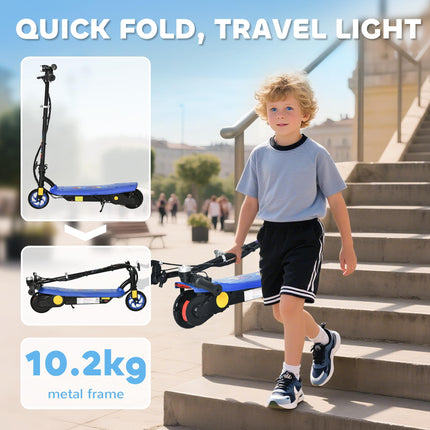Foldable Electric Scooter with LED Headlight for Ages 7-14 - Blue
