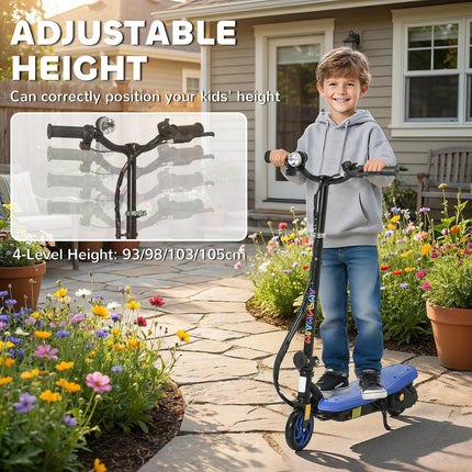 Foldable Electric Scooter with LED Headlight for Ages 7-14 - Blue
