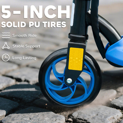 Foldable Electric Scooter with LED Headlight for Ages 7-14 - Blue