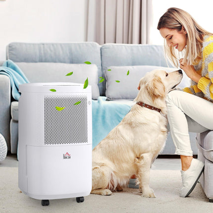 10L/Day Portable Quiet WiFi Smart App Dehumidifier with 2.2L Tank for Home Laundry Basement - White