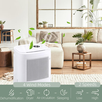 10L/Day Portable Quiet WiFi Smart App Dehumidifier with 2.2L Tank for Home Laundry Basement - White