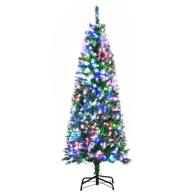 5' Prelit Slim Pencil Artificial Christmas Tree with 250 Colourful LED Lights and 408 Tips - Green