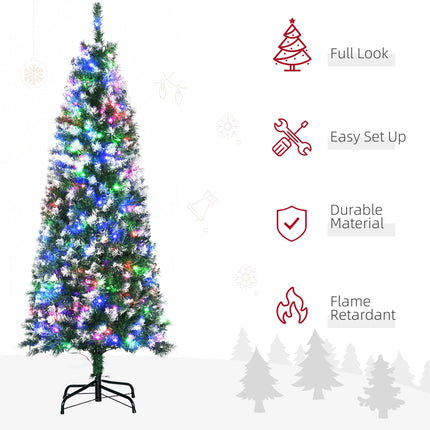 5' Prelit Slim Pencil Artificial Christmas Tree with 250 Colourful LED Lights and 408 Tips - Green