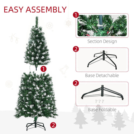5' Prelit Slim Pencil Artificial Christmas Tree with 250 Colourful LED Lights and 408 Tips - Green