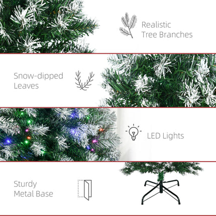 5' Prelit Slim Pencil Artificial Christmas Tree with 250 Colourful LED Lights and 408 Tips - Green