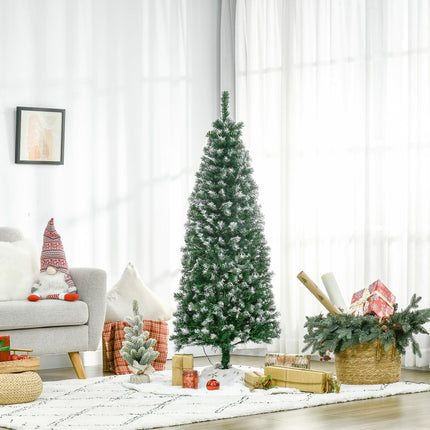 5' Prelit Slim Pencil Artificial Christmas Tree with 250 Colourful LED Lights and 408 Tips - Green