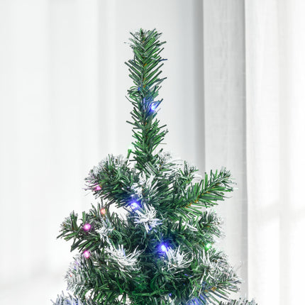 5' Prelit Slim Pencil Artificial Christmas Tree with 250 Colourful LED Lights and 408 Tips - Green