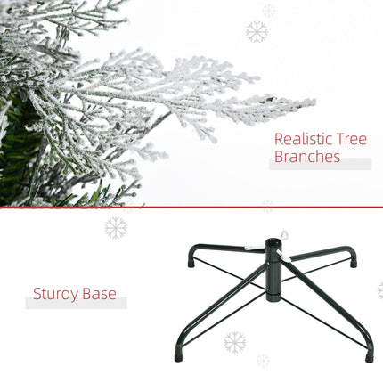 Pencil Snow Flocked Artificial Christmas Tree with Realistic Cypress Branches, Auto Open - Green