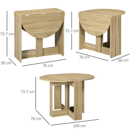 Space-saving Folding Drop Leaf Dining Table for Small Spaces - Oak