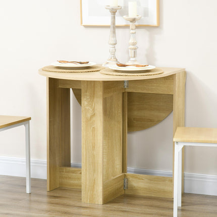 Space-saving Folding Drop Leaf Dining Table for Small Spaces - Oak