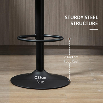 Set of 2 Adjustable Swivel Bar Stools with Curved Backrest - Brown