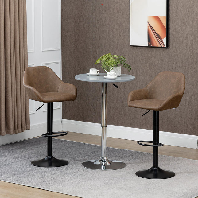 Adjustable Swivel Bar Stools Set of 2 with Footrest - Dark Brown