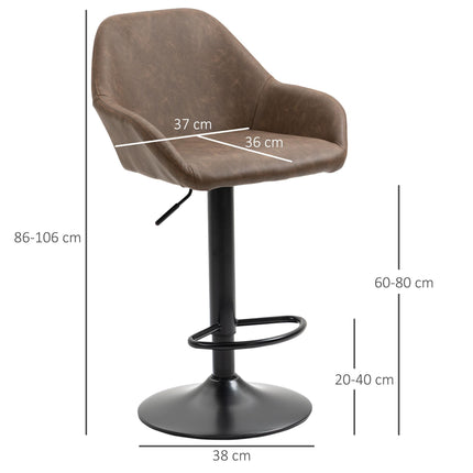 Adjustable Swivel Bar Stools Set of 2 with Footrest - Dark Brown