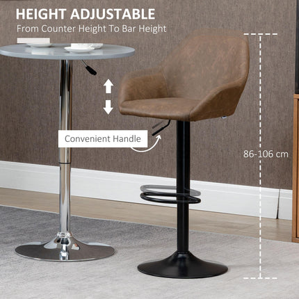 Adjustable Swivel Bar Stools Set of 2 with Footrest - Dark Brown