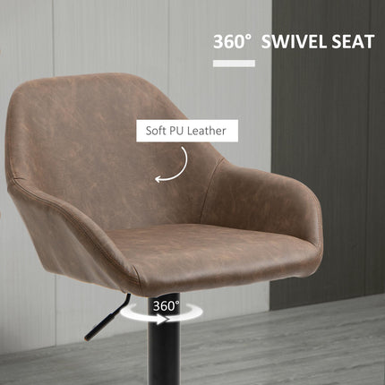 Adjustable Swivel Bar Stools Set of 2 with Footrest - Dark Brown
