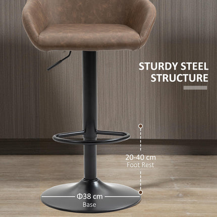 Adjustable Swivel Bar Stools Set of 2 with Footrest - Dark Brown