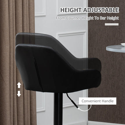 Set of 2 Adjustable Swivel Bar Stools with Footrest - Black