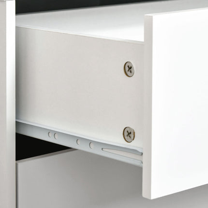 Bedside Table with 2 Drawers and Pine Wood Legs for Bedroom & Living Room - White