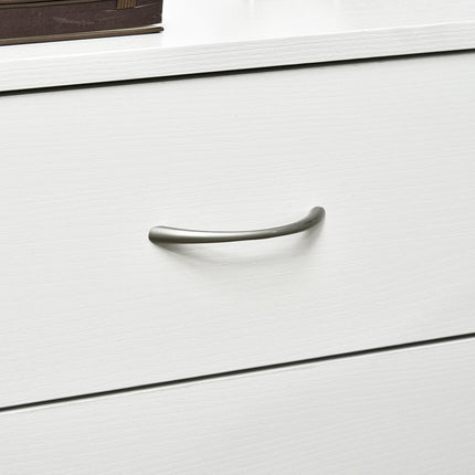 Three-Drawer Simple Bedside Table with Wood-Effect Finish - White