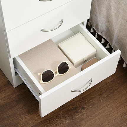 Three-Drawer Simple Bedside Table with Wood-Effect Finish - White