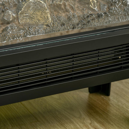 180° Electric Fireplace Heater with LED Flame Effect, Level-less Thermostat & Overheat Protection - Black
