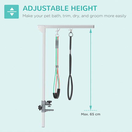 Foldable Adjustable 29" Pet Grooming Arm with Clamp, 2 Haunch Holders & Loop for Medium Dogs - Silver
