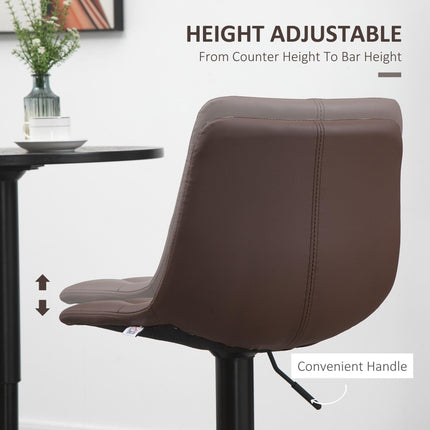 Set of 2 Adjustable 360° Swivel Bar Stools with Quilted Seat - Brown
