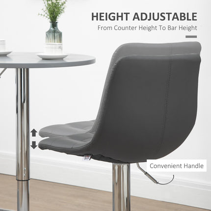 Set of 2 Modern Adjustable 360° Swivel Bar Stools - Grey