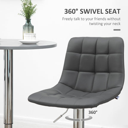 Set of 2 Modern Adjustable 360° Swivel Bar Stools - Grey