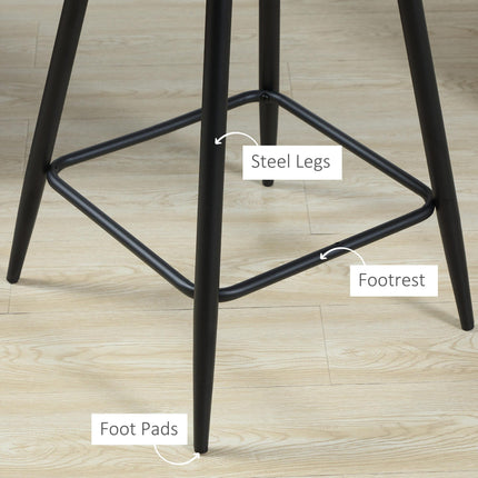 Elegant Velvet Bar Stools Set of 2 with High Back and Footrest - Blue