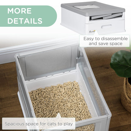 Hooded Cat Litter Box with Front Entry & Top Exit, Scoop Included, Portable Large Tray - Grey
