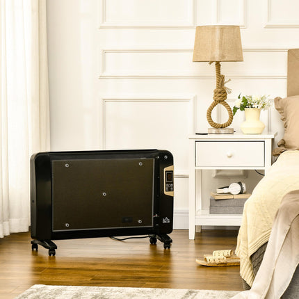 Mica Electric Portable Space Heater with 2 Heat Settings and Adjustable Temperature 15-40°C - Black