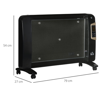 Mica Electric Portable Space Heater with 2 Heat Settings and Adjustable Temperature 15-40°C - Black