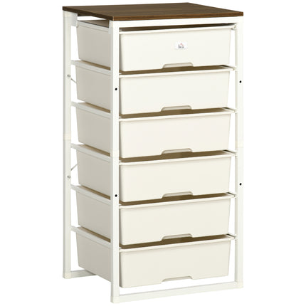6-Drawer Chest of Drawers Storage Organizer with Steel Frame - White