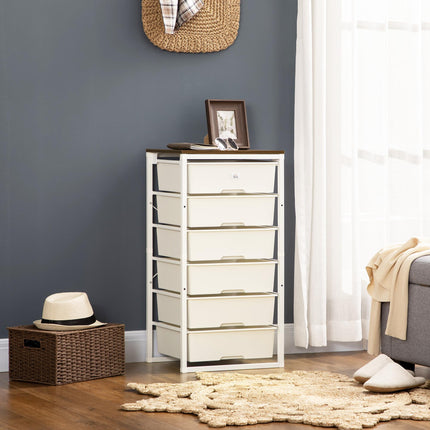 6-Drawer Chest of Drawers Storage Organizer with Steel Frame - White