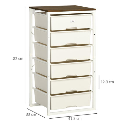 6-Drawer Chest of Drawers Storage Organizer with Steel Frame - White