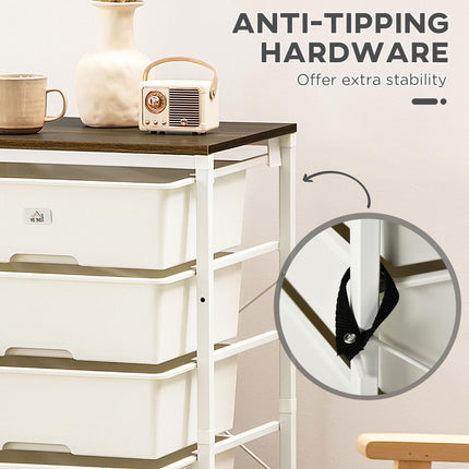 6-Drawer Chest of Drawers Storage Organizer with Steel Frame - White