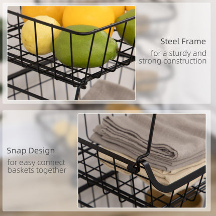 5 Tier Storage Trolley, Stackable Fruit Vegetable Cart for Kitchen, Living Room, 40 x 2 x 97 cm, Black