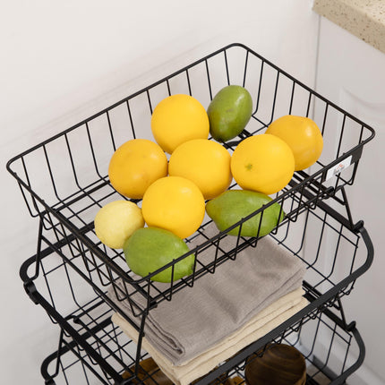 5 Tier Storage Trolley, Stackable Fruit Vegetable Cart for Kitchen, Living Room, 40 x 2 x 97 cm, Black