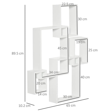 Interlocking Cube Floating Wall Shelves for Living Room Bedroom Hallways - White