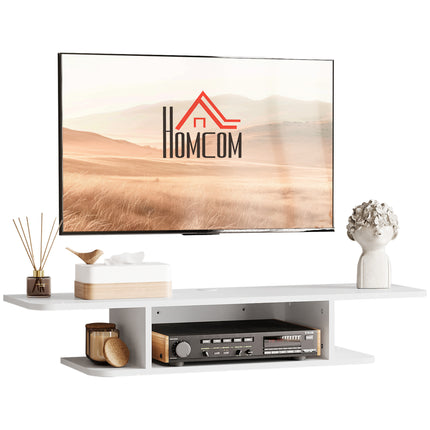 Floating TV Unit Stand for TVs up to 40" with Storage Shelf Wall Mounted Media Console - White