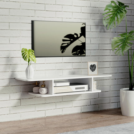 Floating TV Unit Stand for TVs up to 40" with Storage Shelf Wall Mounted Media Console - White
