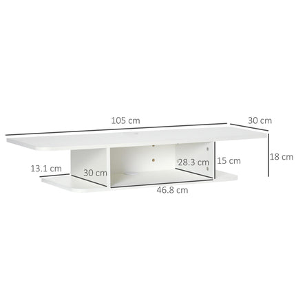 Floating TV Unit Stand for TVs up to 40" with Storage Shelf Wall Mounted Media Console - White