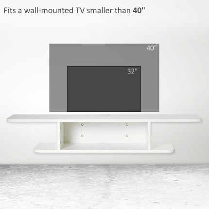 Floating TV Unit Stand for TVs up to 40" with Storage Shelf Wall Mounted Media Console - White
