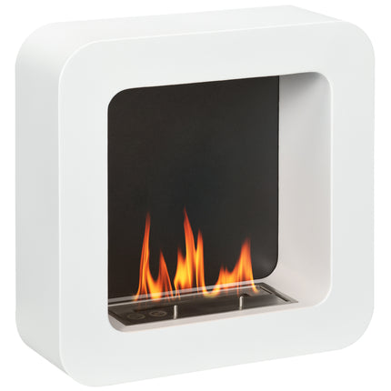 Wall Mounted Bioethanol Fireplace with 1L Tank and 2.5 Hour Burn Time - White