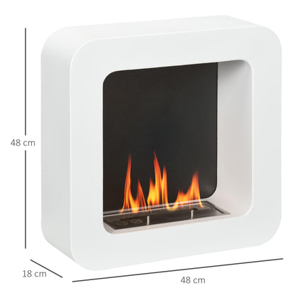 Wall Mounted Bioethanol Fireplace with 1L Tank and 2.5 Hour Burn Time - White
