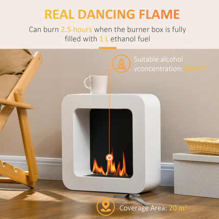 Wall Mounted Bioethanol Fireplace with 1L Tank and 2.5 Hour Burn Time - White