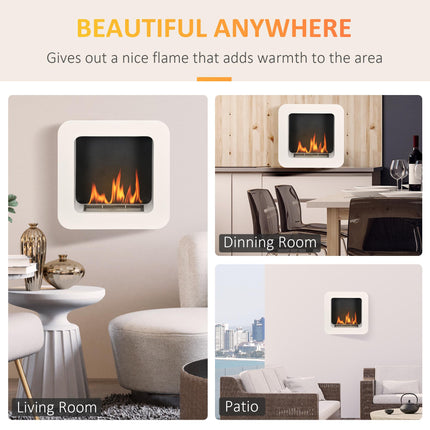 Wall Mounted Bioethanol Fireplace with 1L Tank and 2.5 Hour Burn Time - White